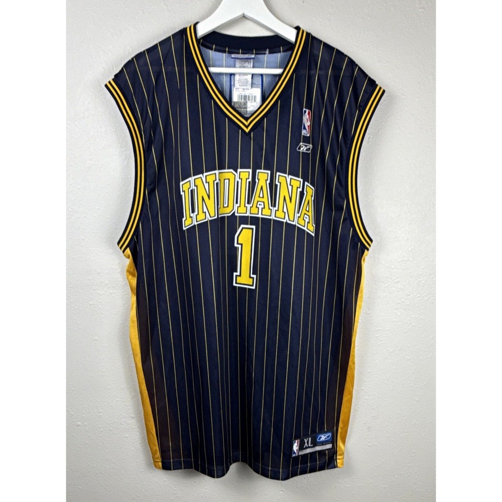 Reebok Indiana Pacers Deadstock Mens XL Pinstripe NBA Jersey NWT Y2K Custom